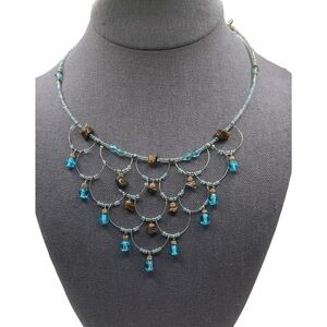 ❤️ Vintage Seed Bead Fairycore Waterfall Wire Choker Necklace